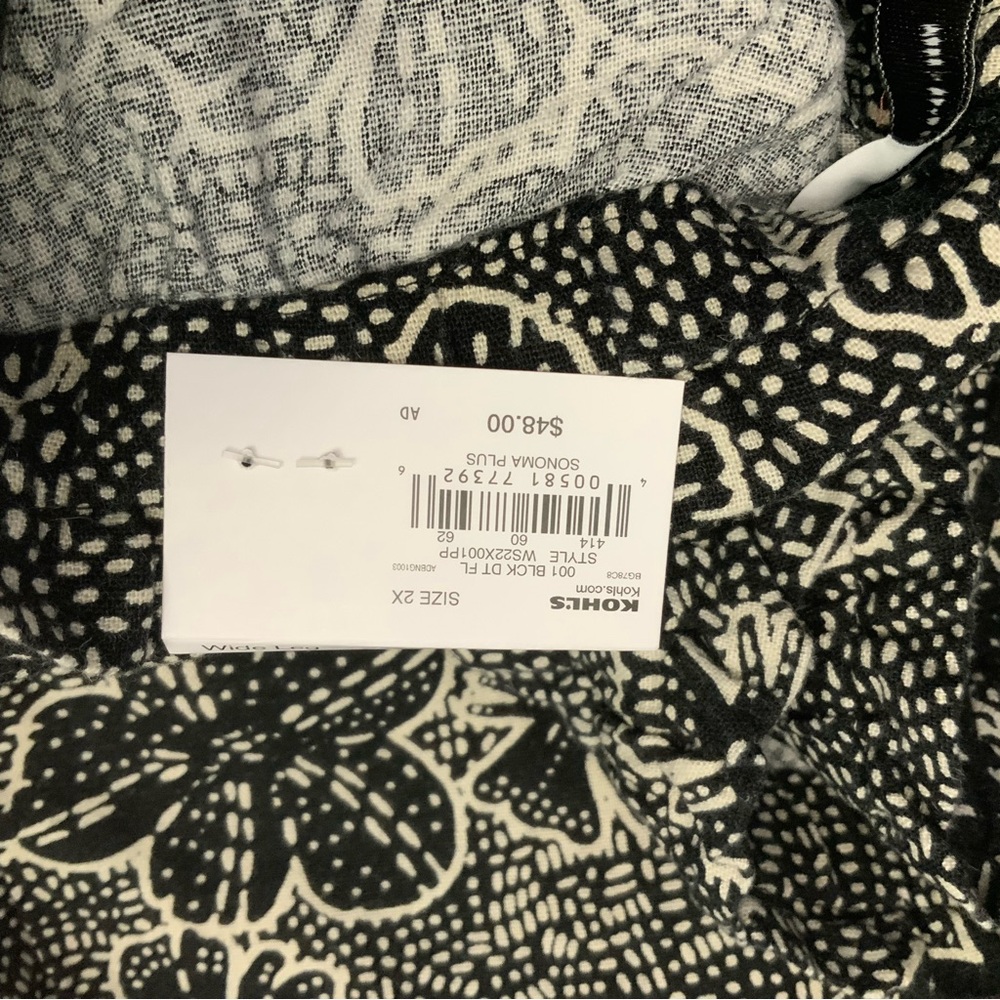 NWT Sonoma Linen Blend Elastic Waist Drawstring Wide Leg Pant Size 4X 3X 2X - Picture 10 of 10